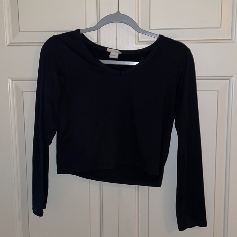 BLACK LONG SLEEVE CROP TOP